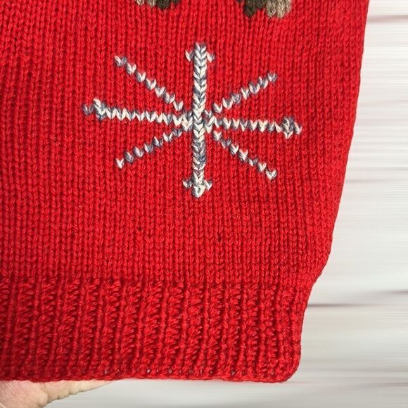 BEREK Vintage Hand Knit in Uruguay Christmas Holiday Red Wool Button Down Vest - Picture 11 of 15